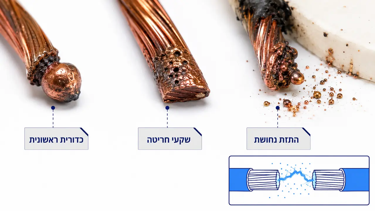 קשת חשמלית וסימני הקשת שמחפשים בזירה
