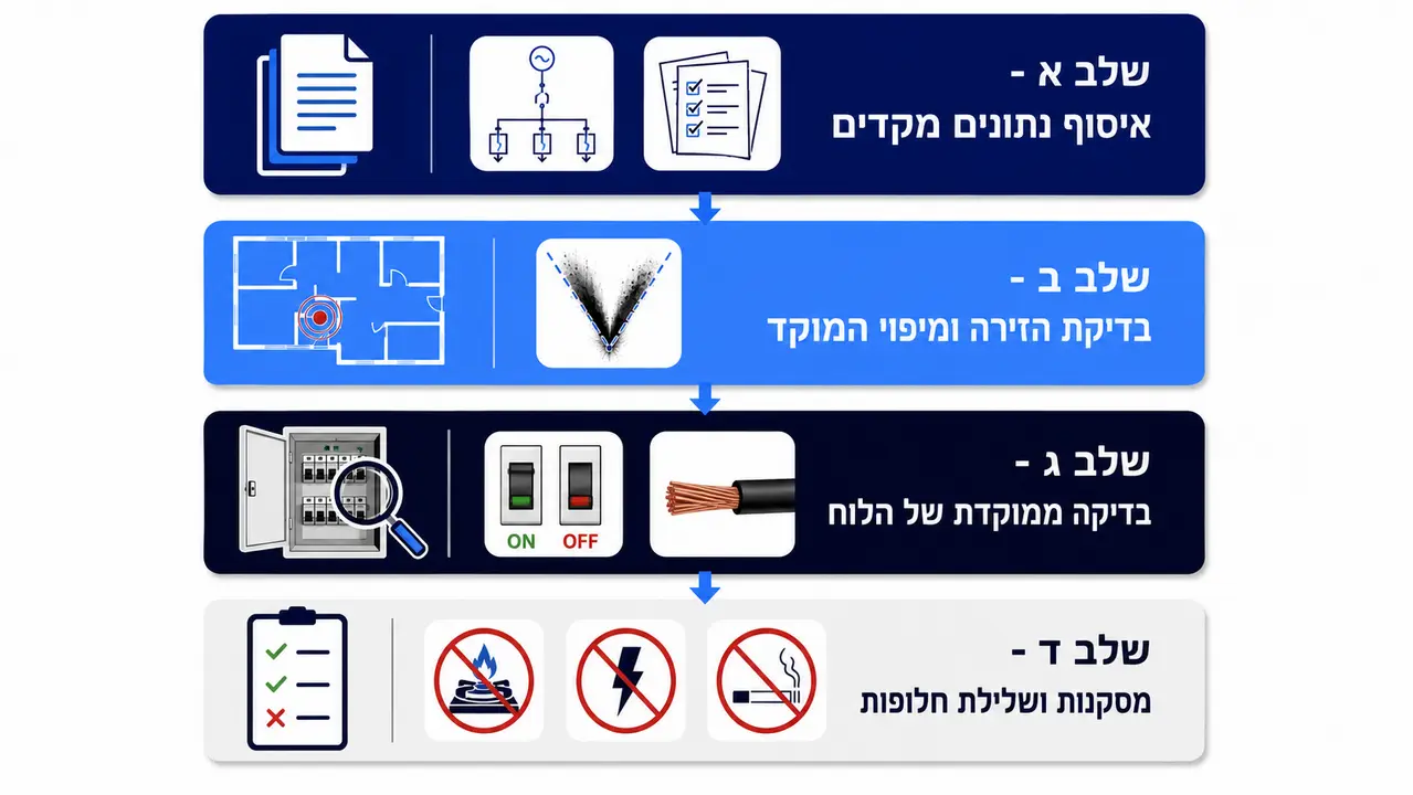שלבי תהליך החקירה ההנדסית של קצר ושריפה