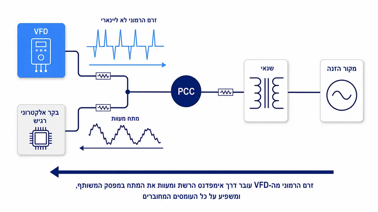 מה גורם לעיוות מתח ברשת וכיצד הוא מתפשט במתקן
