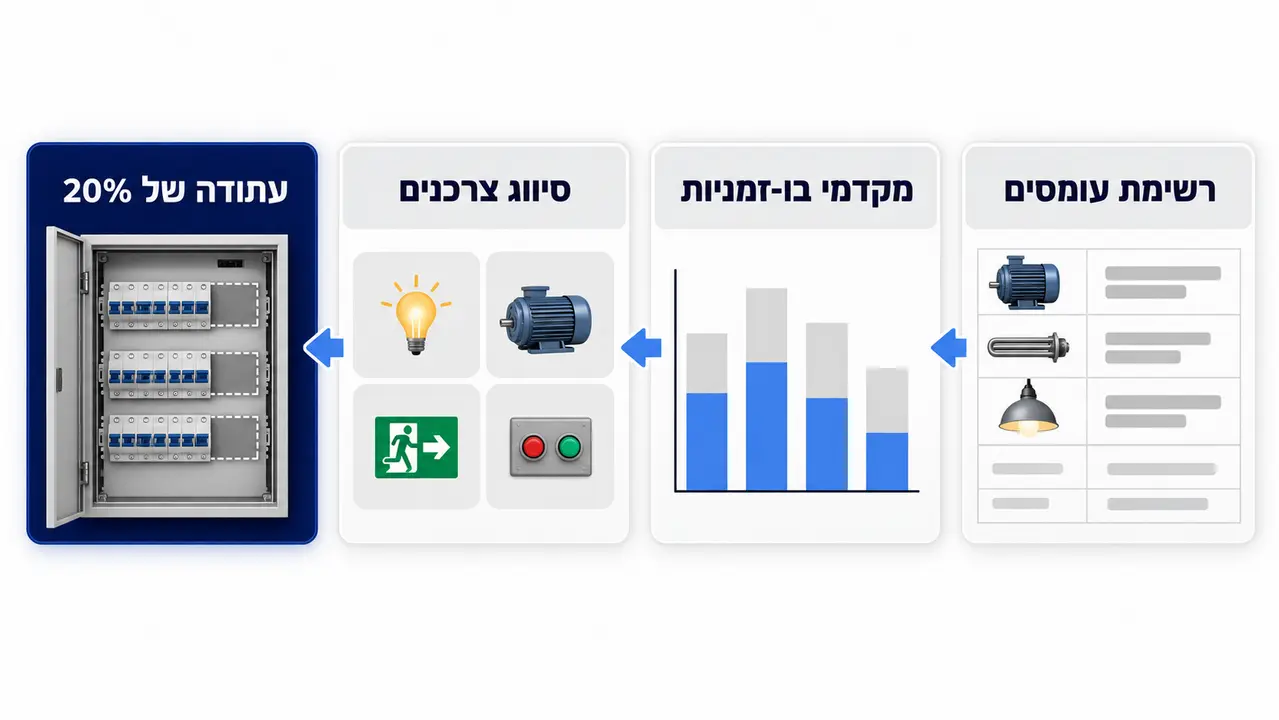 איך מתחילים תכנון לוח חשמל תעשייתי מרשימת עומסים ראשונית?