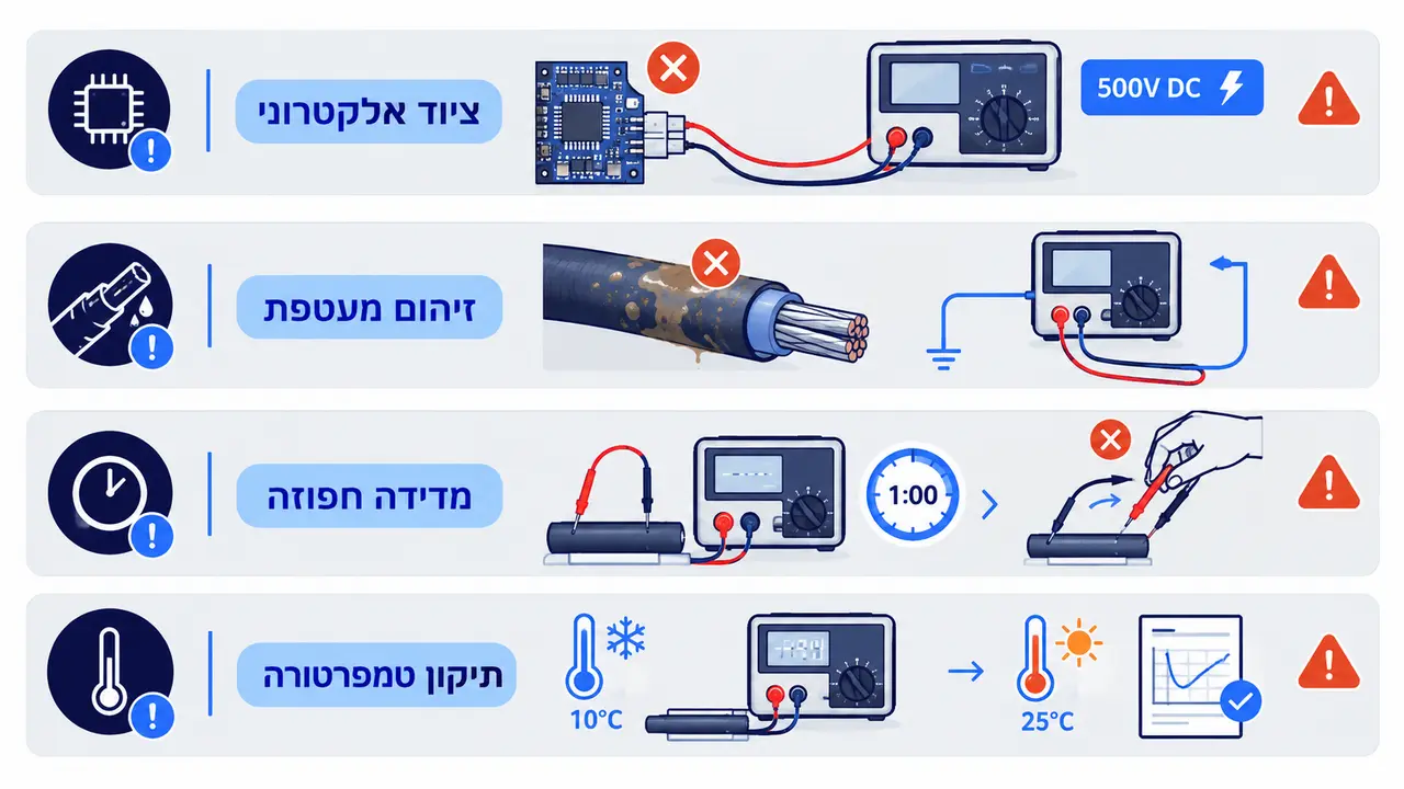מהן הטעויות הנפוצות ביותר בביצוע בדיקות בידוד בשטח?